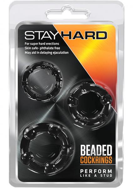 Stay Hard Beaded Cockrings Black Sex Toy Product