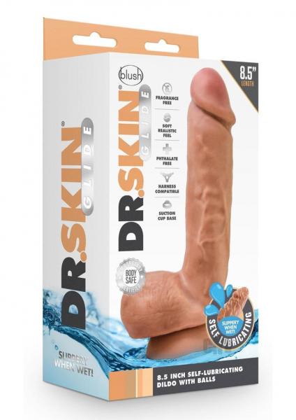 Dr Skin Glide Dildo W/balls 8.5 Caramel Sex Toy Product