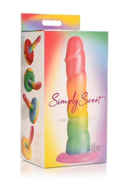 Simply Sweet Swirl 6.5 In. Silicone Dildo Rainbow