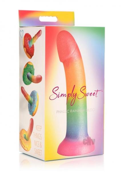 Simply Sweet Phallic 6.5 In. Silicone Dildo Rainbow