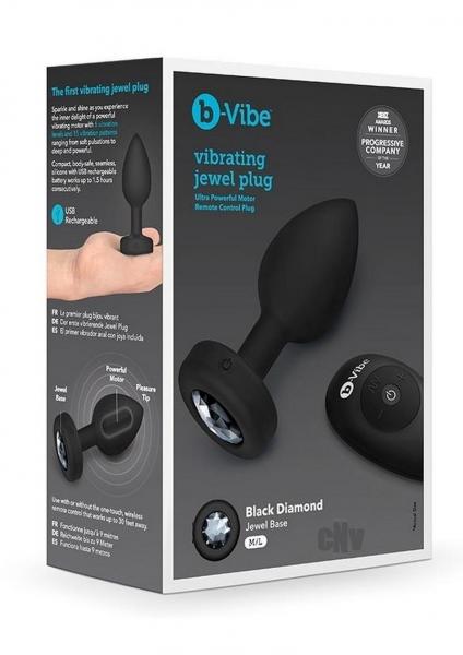 B-vibe Vibrating Jewels - Remote Control - Rechargeable - Black Diamond (m/l)