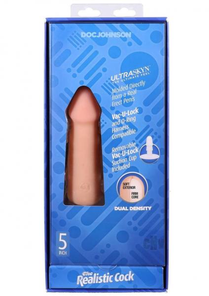 The Realistic Cock 5 In. Ultraskyn Vac-u-lock Dildo Vanilla