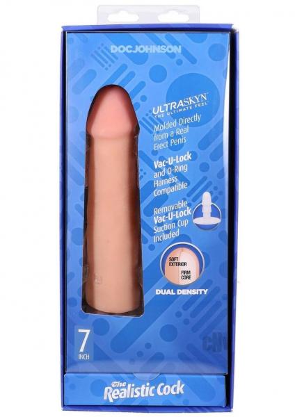 The Realistic Cock 7 In. Ultraskyn Vac-u-lock Dildo Vanilla