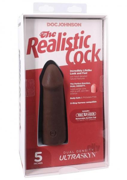 The Realistic Cock 5 In. Ultraskyn Vac-u-lock Dildo Chocolate