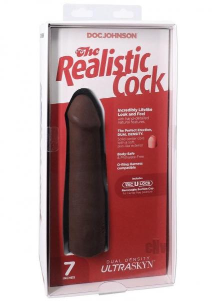 The Realistic Cock 7 In. Ultraskyn Vac-u-lock Dildo Chocolate