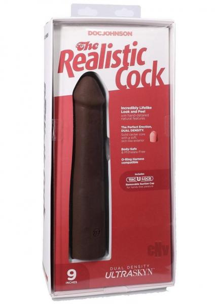 The Realistic Cock 9 In. Ultraskyn Vac-u-lock Dildo Chocolate
