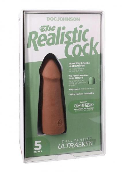 The Realistic Cock 5 In. Ultraskyn Vac-u-lock Dildo Caramel