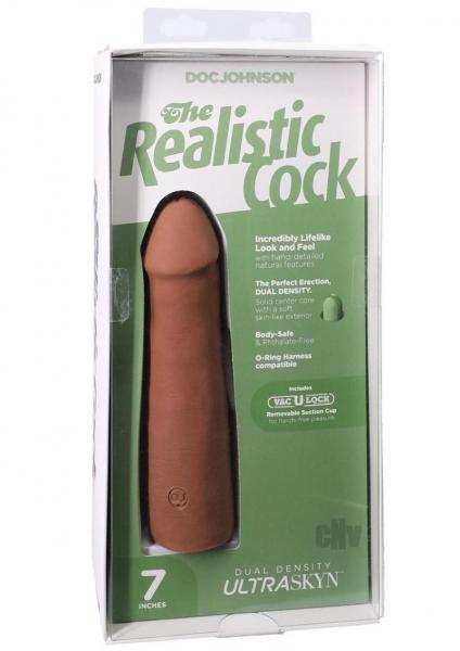 The Realistic Cock 7 In. Ultraskyn Vac-u-lock Dildo Caramel