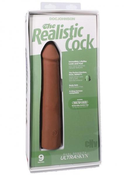 The Realistic Cock 9 In. Ultraskyn Vac-u-lock Dildo Caramel