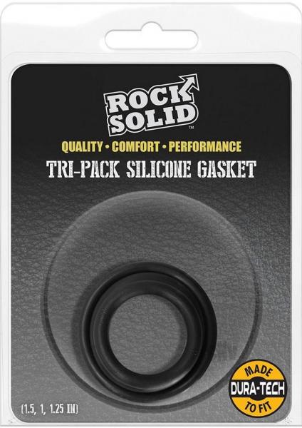 Rock Solid Tri-Pack Silicone Gasket Cock Rings Black