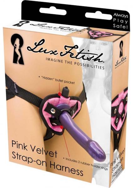 Lux Fetish Velvet Strap On Harness Pink O/S Sex Toy Product