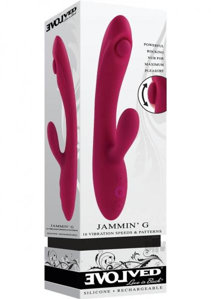 Evolved Jammin G Rechargeable Tapping Dual Stim Vibe Silicone Pink