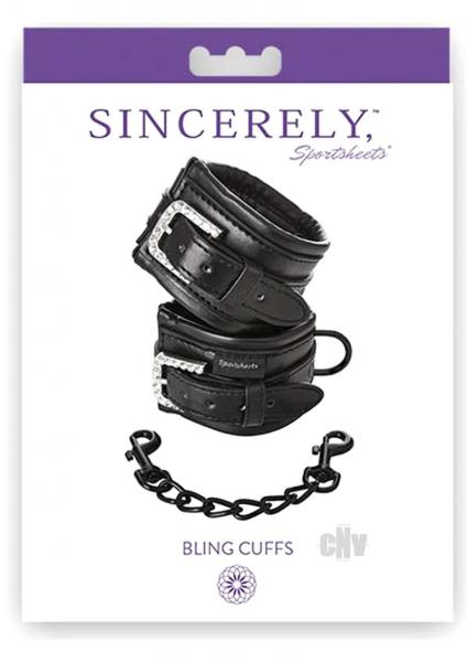 Sincerely Bling Cuffs Black Sex Toy Product