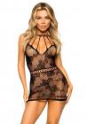 Lace Mini Dress Net Cut Outs Os Blk Image 2