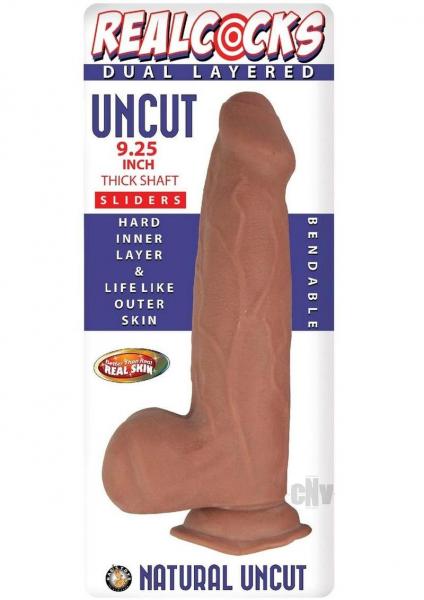 Realcocks Dual Layered Uncut Slider Thick Shaft 9.25 In. Brown