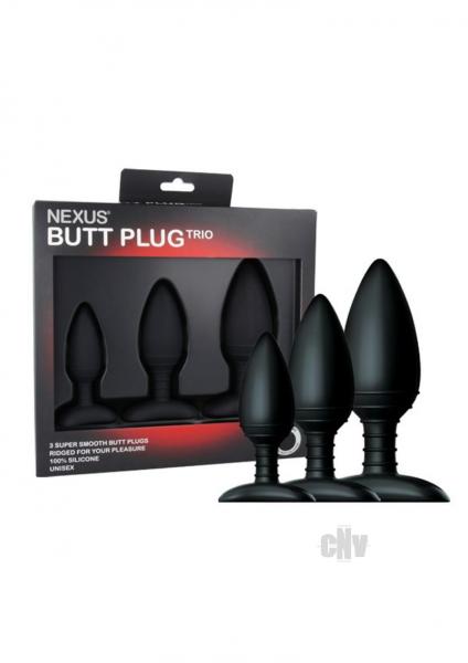 Butt Plug Trio 3 Set Black Sex Toy Product
