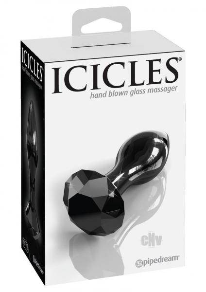Icicles No 78 Black Glass Massager Gem End Sex Toy Product