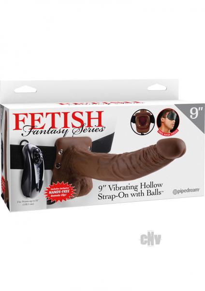 Fetish Fantasy 9 inches Vibrating Hollow Strap On W/Balls -  Brown Image 3