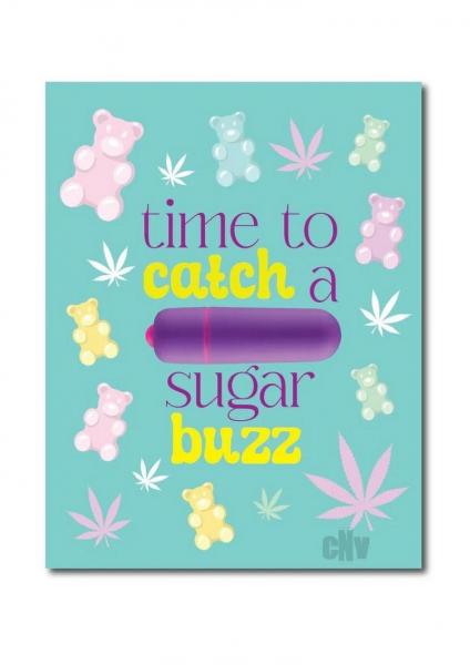 420 Foreplay Sugar Buzz Greeting Card W/rock Candy Vibrator & Fresh Vibes Towelettes