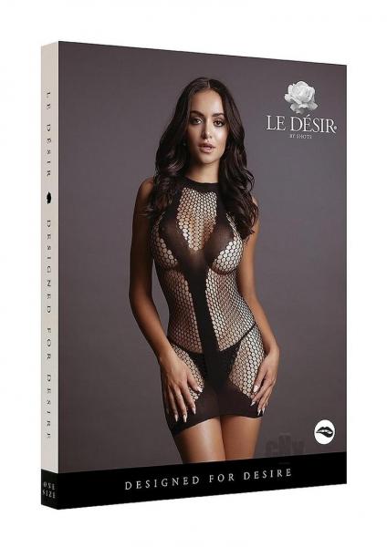 Net Contrast Mini Dress – Black