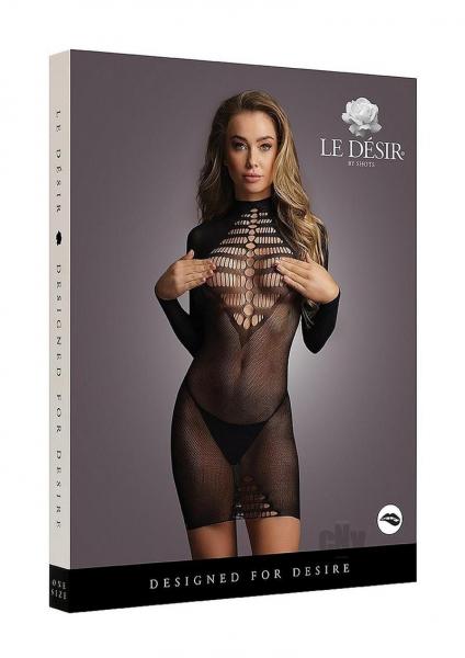 Shots Le Desir Longsleeve Fishnet Dress Black