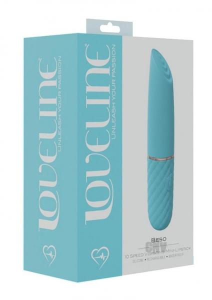 Loveline Beso 10 Speed Vibrating Mini-lipstick Silicone Rechargeable Waterproof Blue