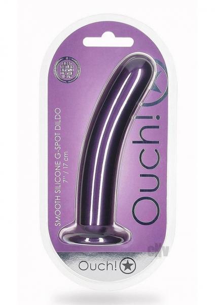Shots Ouch! Smooth Silicone 7 In. G-spot Dildo Metallic Purple