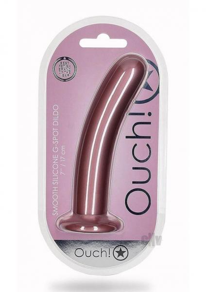 Shots Ouch! Smooth Silicone 7 In. G-spot Dildo Rose Gold