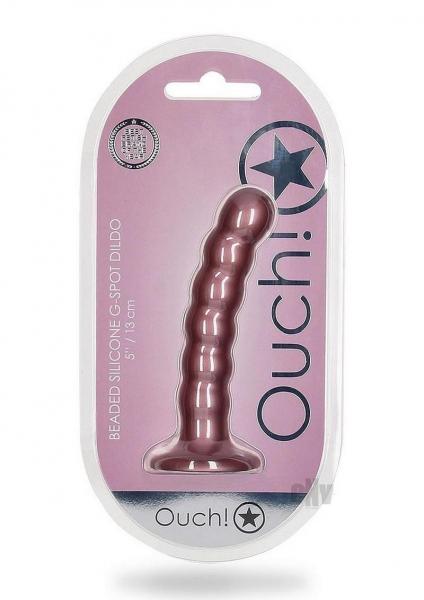 Shots Ouch! Beaded Silicone 5 In. G-spot Dildo Rose Gold