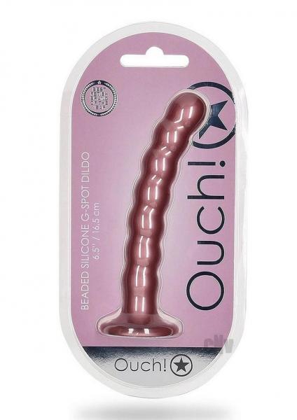 Shots Ouch! Beaded Silicone 6.5 In. G-spot Dildo Rose Gold