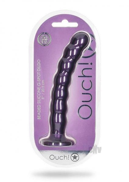 Shots Ouch! Beaded Silicone 8 In. G-spot Dildo Metallic Purple