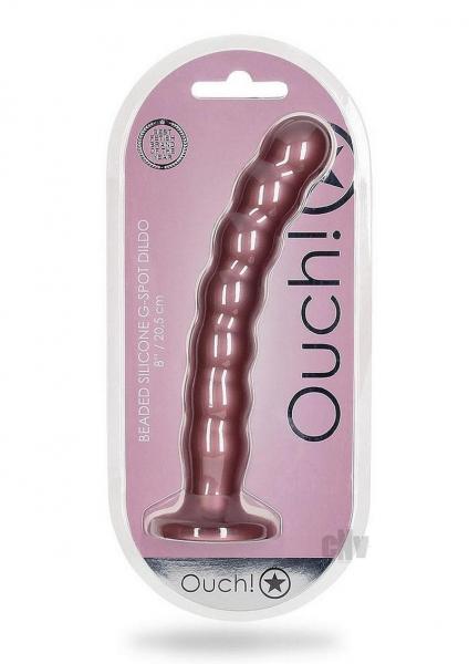Shots Ouch! Beaded Silicone 8 In. G-spot Dildo Rose Gold