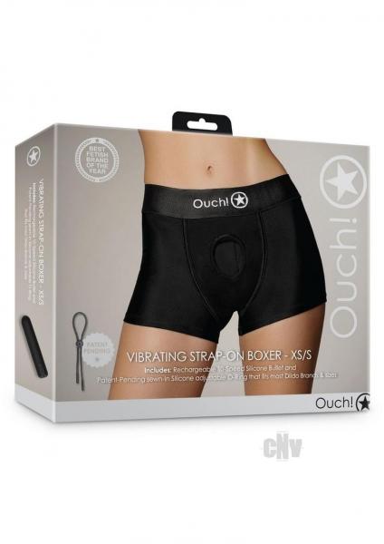 Shots Ouch Vibrating Strap On Boxer - Black