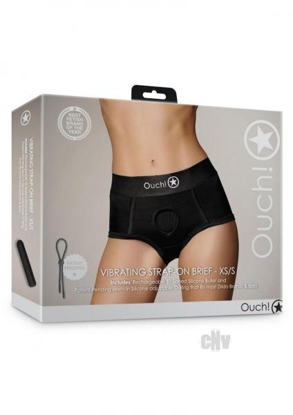 Shots Ouch Vibrating Strap On Brief - Black