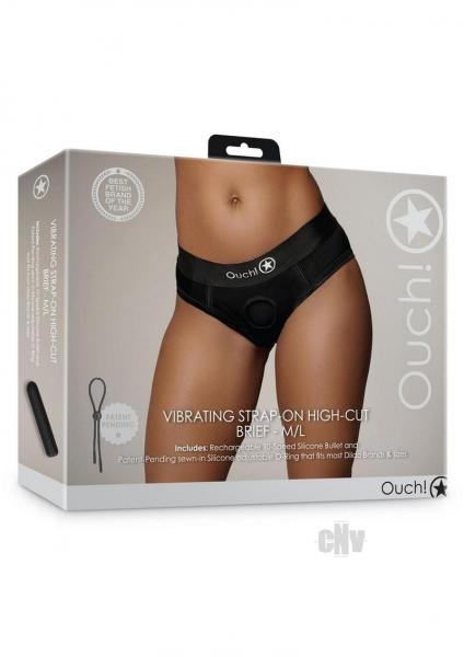 Shots Ouch Vibrating Strap On High-cut Brief - Black