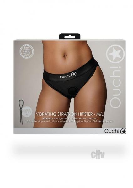 Shots Ouch Vibrating Strap On Hipster - Black