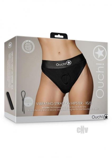 Shots Ouch Vibrating Strap On Hipster - Black