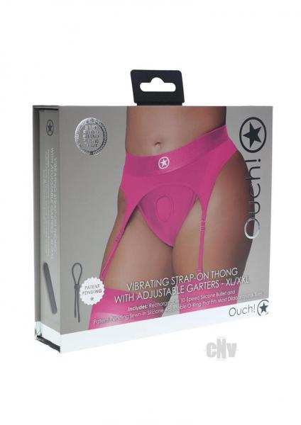 Ouch! Vibrating Strap-on Thong With Adjustable Garters Pink