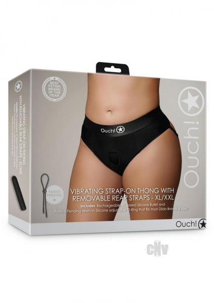 Shots Ouch Vibrating Strap On Thong W/removable Rear Straps - Black