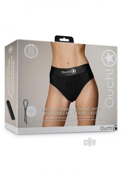 Shots Ouch Vibrating Strap On Thong W/removable Rear Straps - Black