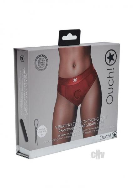 Ouch! Vibrating Strap-on Thong With Removable Butt Straps Red