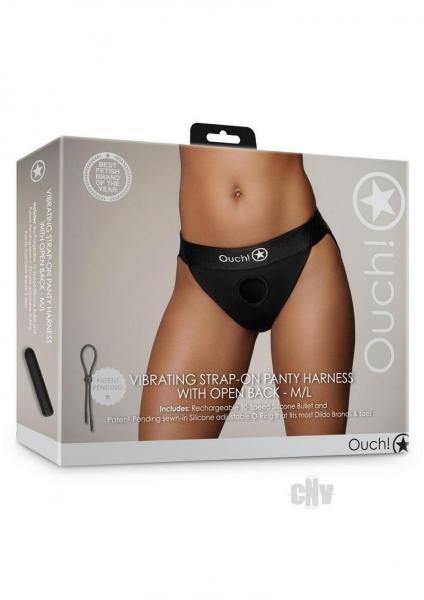 Shots Ouch Vibrating Strap On Panty Harness W/open Back - Black