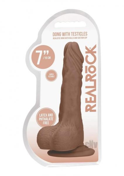 Real Rock Realistic Dildo With Balls - 7" - 17 Cm - Mocha