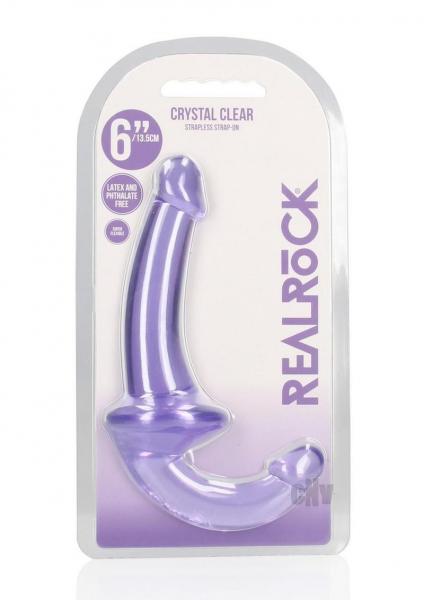 Realrock Crystal Clear 6 In. Strapless Strap-on Dildo Purple