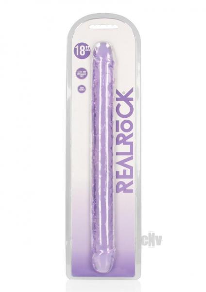 Realrock Crystal Clear Double Dong 18 In. Dual-ended Dildo Purple