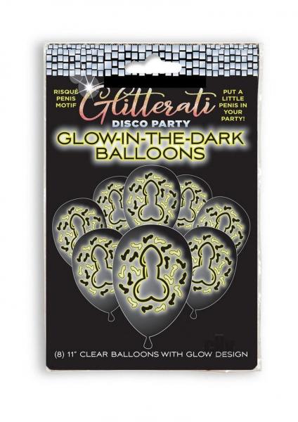 Glitterati Disco Party Glow In The Dark Balloons 8-pack
