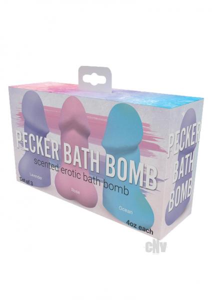 Pecker Bath Bomb 3 Pack Scented Lavender Rose & Ocean Sex Toy Product