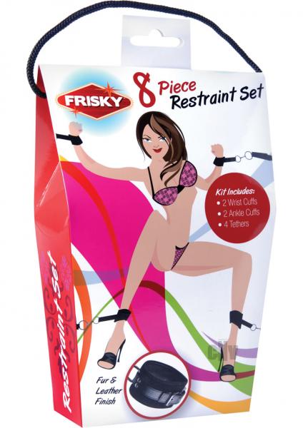 Frisky 8 Piece Bondage Restraint Set Black Sex Toy Product