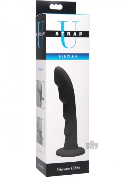 Strap U Ripples Silicone Dildo Black Sex Toy Product