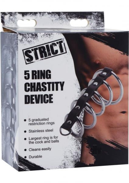 Strict 5 Ring Chasity Device Black Sex Toy Product